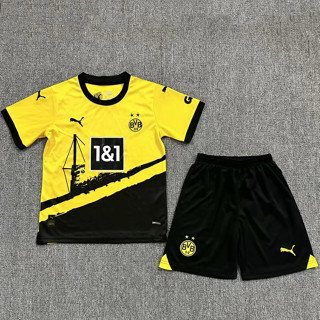 เสื้อกีฬาแขนสั้น ลายทีมชาติฟุตบอล Dortmund 23 24 ชุดเหย้า สําหรับเด็ก