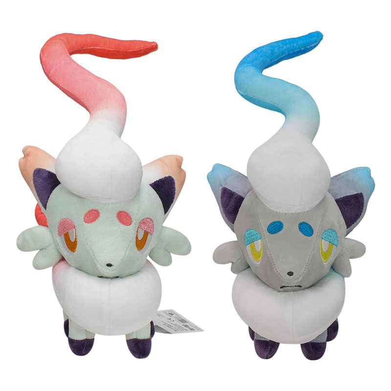 หมอนตุ๊กตานุ่ม รูปการ์ตูนโปเกม่อน Legends Zorua Arceus Zorua Hisui ขนาด 27 ซม. สีขาว แดง น้ําเงิน เห