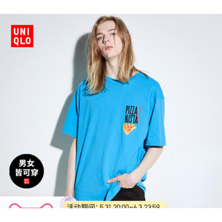 Uniqlo เสื้อคู่รัก สําหรับผู้ชาย และผู้หญิง (UT) L.A. เสื้อยืด แขนสั้น พิมพ์ลาย EATS 459299