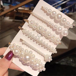 ผ้าโพกศีรษะที่สวยหรูกิ๊บติดผมไข่มุก 5pcs/lot Imitation Pearl Beads Hair Clips Hairpins for Women Girls Fashion Hair Accessories