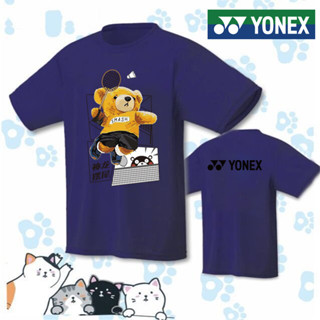 Yonex เสื้อยืดแขนสั้น พิมพ์ลายหมีเท็ดดี้ แบดมินตัน แบบแห้งเร็ว สําหรับผู้ชาย และผู้หญิง 2023