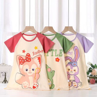 มาใหม่ ชุดนอนแขนสั้นลําลอง ผ้าฝ้าย ลายไดโนเสาร์ Linabell Stella Lou น่ารัก แฟชั่นฤดูร้อน สําหรับเด็กผู้หญิง