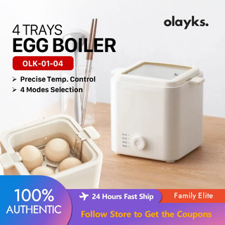 Olayks เครื่องนึ่งไข่ไฟฟ้า อเนกประสงค์ ปลอดภัย 4 ถาด OLK-01-04