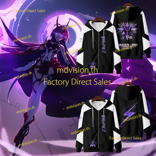 ใหม่ เสื้อกันหนาว เสื้อแจ็กเก็ต แขนยาว มีฮู้ด พิมพ์ลายอนิเมะ Honkai Impact 3 Raiden Mei มีซิป ทรงหลวม สไตล์ญี่ปุ่น คอสเพลย์ แฟชั่นสําหรับผู้ชาย และผู้หญิง