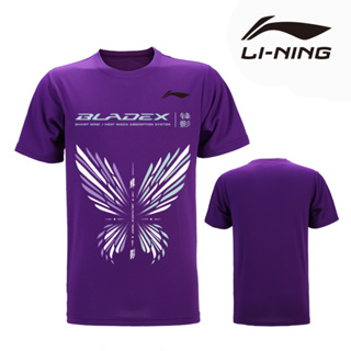 Li Ning เสื้อยืด แขนสั้น แห้งเร็ว ระบายอากาศ สําหรับผู้ชาย ผู้หญิง เหมาะกับการเล่นแบดมินตัน ปิงปอง