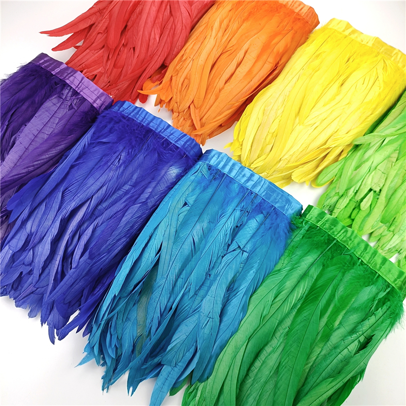 ขอบขนนก หลากสี 2 เมตร สําหรับเย็บปักถักร้อย ตกแต่งเสื้อผ้า งานฝีมือ DIY