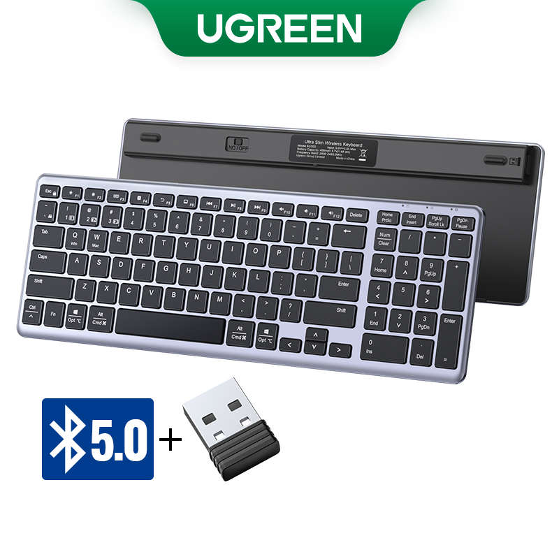 Ugreen คีย์บอร์ดไร้สาย บลูทูธ 5.0 & 2.4G 99 คีย์ แบบชาร์จไฟได้ สําหรับ PC แล็ปท็อป แท็บเล็ต โทรศัพท์มือถือ
