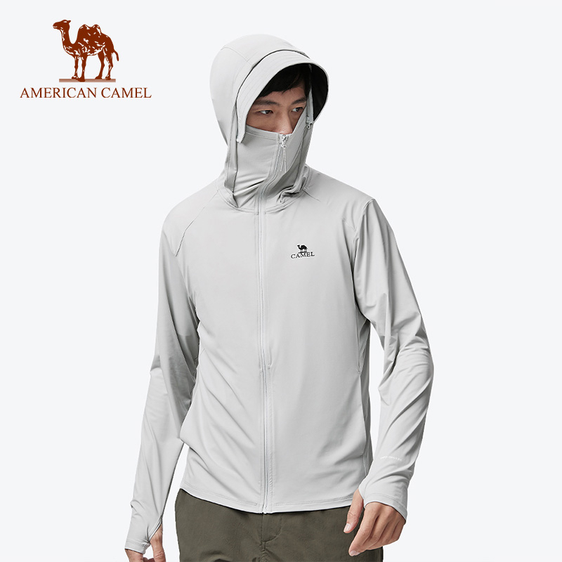 American CAMEL เสื้อแจ็กเก็ต ผ้าเรยอน กันแดด ระบายอากาศ ป้องกันรังสีอัลตราไวโอเลต แห้งเร็ว สําหรับผู้ชาย