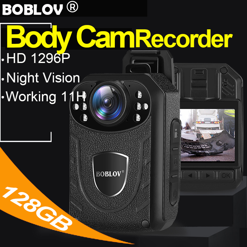 Boblov KJ21 กล้องแอคชั่น ตรวจจับการเคลื่อนไหว HD 1296P 128GB เวอร์ชั่นกลางคืน 2850mAh 11H สําหรับบันทึกวิดีโอ ตํารวจ Vlogging