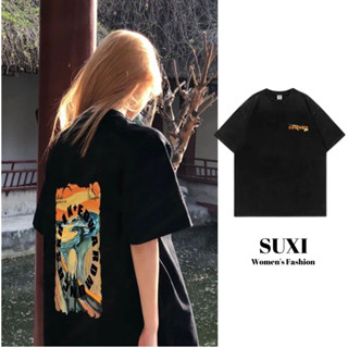 Suxi เสื้อยืดแขนสั้น คอกลม พิมพ์ลาย ทรงหลวม โอเวอร์ไซซ์ แฟชั่นฤดูร้อน