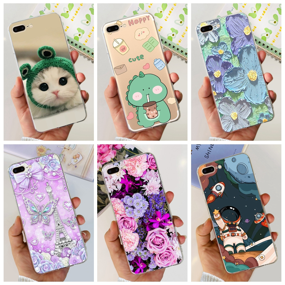 สําหรับ iPhone 7 Plus 8Plus iPhone7 8 แมวน่ารักไดโนเสาร์ทาสีซิลิโคนนุ่ม TPU เคส