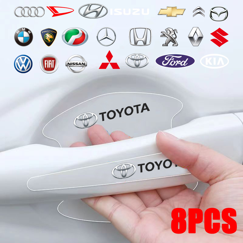 8 ชิ้น TPU สติกเกอร์ป้องกันชามประตูรถ, สติกเกอร์มือจับประตู, ที่มองไม่เห็น สากล ที่จับประตู แถบชนกัน สติกเกอร์ป้องกันรอยขีดข่วน, ผลิตภัณฑ์ตกแต่ง