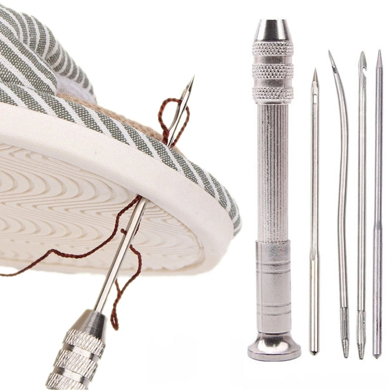 หนังเย็บผ้า Awl ชุดเปลี่ยนรองเท้ามัลติฟังก์ชั่ซ่อมเครื่องมือชุด Punch เย็บเข็ม DIY เย็บ Leathercraft