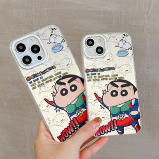 เคสโทรศัพท์มือถือชุบไฟฟ้า กันกระแทก ลายการ์ตูนชินจัง สําหรับ iPhone 14 pro max 14 pro 13pro 13promax 12promax iPhone 11