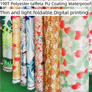 190T โพลีเอสเตอร์ taffeta การพิมพ์ดิจิตอลผ้ากันน้ํา PU เคลือบบางและเบา DIY Handmade เย็บร่มกระเป๋าช้อปปิ้งแบบใช้ซ้ําได้ผ้า