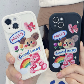 เคส OPPO a78 a77 a77s a17 a17k a57 2022 Reno8z Reno8 Reno7z Reno7 A15 A96 A12 A9 2020 a96 A76 A55 A74 A5S A3S A15s A94 A16 A53 A9 A5 2020 A54 A7 A31 A92 A33 A36 Reno4 Reno5 Reno6 Reno6z การ์ตูนน่ารักคู่สวัสดีกราฟฟิตี เคส OPPO เคสโทรศัพท์มือถือ