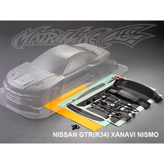 1/10 RC NISSAN GTR R34 NISMO XANAVI กรอบตัวเครื่อง PC กว้าง 195 มม. hsp hpi traxxas Tamiya