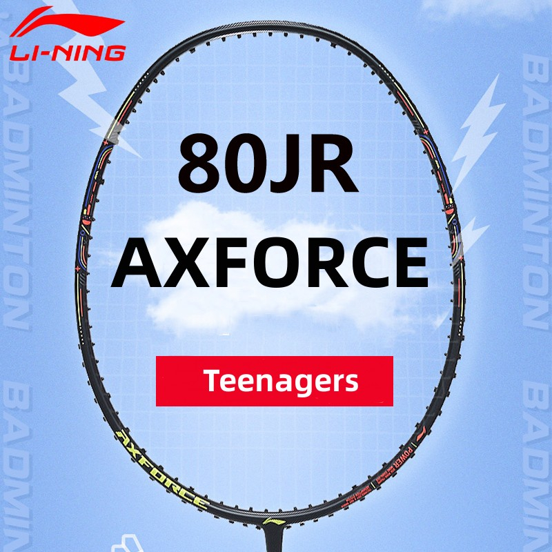 Li Ning AXFORCE 80JR (5U) ไม้แบดมินตัน คาร์บอนไฟเบอร์ น้ําหนักเบา สีดํา สําหรับเด็ก วัยรุ่น (ของแท้ 