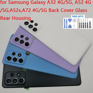 ฝาครอบแบตเตอรี่ด้านหลัง พร้อมสติกเกอร์เลนส์กล้อง สําหรับ Samsung Galaxy A32 4G 5G A52 4G 5G A52s A72 4G 5G