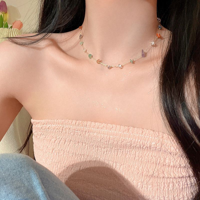 สร้อยคอ ลูกปัดกรวด ขนาดเล็ก หลากสีสัน คุณภาพสูง เหมาะกับฤดูร้อน สไตล์เกาหลี เหมาะกับของขวัญนักเรียน สําหรับผู้หญิง