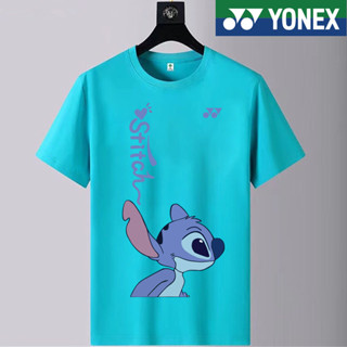 Yonex ใหม่ YY เสื้อแบดมินตัน แขนสั้น ลายทาง ไล่โทนสี สไตล์เกาหลี สําหรับผู้ชาย และผู้หญิง 2023