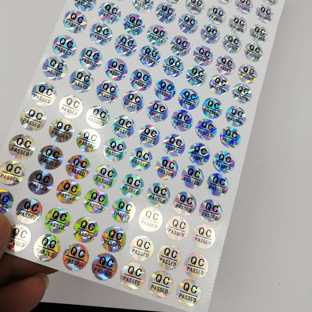 1000 ชิ้น 1 ซม./10 มม.วงกลม QC PASSED โฮโลแกรมหรือ Matte Silver Label การรับรองผลิตภัณฑ์สติกเกอร์