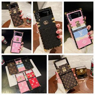 เคสโทรศัพท์มือถือ ทรงสี่เหลี่ยม แบบพับได้ หรูหรา สําหรับ Samsung Z Flip 4 Z Flip 3 zflip3 zflip4