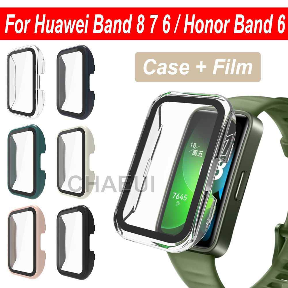 ป้องกันหน้าจอเคสพีซีพร้อมฟิล์มป้องกันเต็มปกสําหรับ Huawei Band 11 Pro 10 9 8 7 6 / Honor Band 10 9 7 6