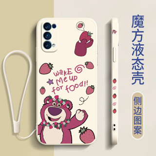 เคสโทรศัพท์มือถือ tpu นิ่ม กันตก ป้องกันกล้อง กันลื่น และกันสิ่งสกปรก ลาย LOTSO STRAWBERRY BEAR พร้อมสายคล้อง สําหรับ oppo a96 a36 a76 a16k a16e a16 a52 a92