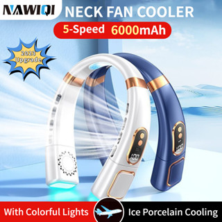 Nawiqi 2023 พัดลมระบายความร้อน แบบพกพา ความเร็ว 5 ระดับ หน้าจอ LED แบตเตอรี่ USB 6000mah