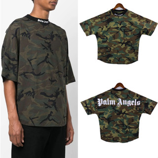 เสื้อยืดแขนสั้น พิมพ์ลายตัวอักษร Palm Angels 23S ขนาดใหญ่ สไตล์ฮิปฮอป สําหรับผู้ชาย และผู้หญิง