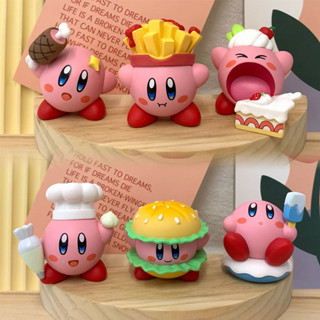 TAKARA TOMY โมเดลฟิกเกอร์ PVC อนิเมะ Star Kirby Waddle Dee Doo King DeDeDe Gourmet Hamburgers French Fries ขนาด 4-5 ซม. ของเล่นสะสม สําหรับเด็ก 6 ชิ้น ต่อชุด