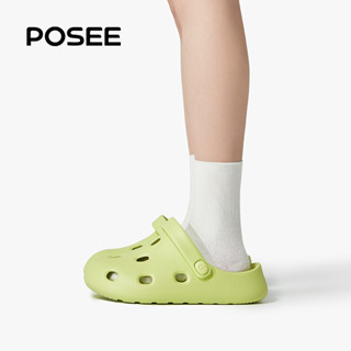 POSEE BEAN Croc-style รองเท้าหัวโต รองเท้าหัวโต รัดส้นหัวโต รองเท้าแตะ กันลื่น เหมาะกับเดินชายหาด แฟชั่นฤดูร้อน สําหรับผู้หญิง P17510S