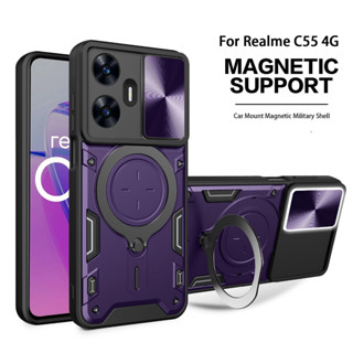 เคสโทรศัพท์มือถือแบบนิ่ม กันกระแทก พร้อมแหวนขาตั้ง สําหรับ Realme C55 RealmeC55 4G case เคส