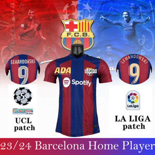 【Player Issue】เสื้อกีฬาแขนสั้น ลายทีมชาติฟุตบอล Barcelona 23-24 ชุดเหย้า คุณภาพสูง ไซซ์ S-2XL