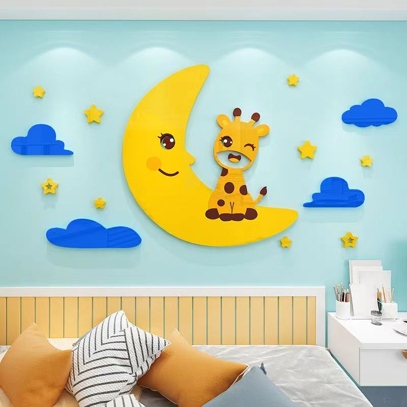 [DAORUI] สติกเกอร์อะคริลิค ลายการ์ตูนดวงจันทร์ 3D กันน้ํา สําหรับติดตกแต่งผนังห้องนอนเด็กอนุบาล