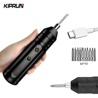 Kiprun ชุดไขควงไฟฟ้าไร้สาย 3.7V ขนาดเล็ก ที่จับชาร์จ USB พร้อมชุดดอกไขควง 2 ชิ้น