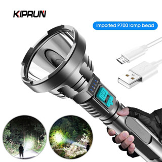 Kiprun ไฟฉาย LED แบตเตอรี่ในตัว 18650 ชาร์จ USB กันน้ํา