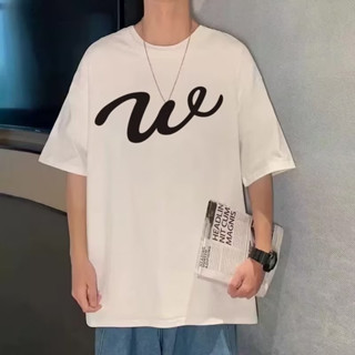 เสื้อยืดลําลอง แขนสั้น พิมพ์ลายตัวอักษร ทรงหลวม ขนาดใหญ่ สไตล์เกาหลี แฟชั่นฤดูร้อน สําหรับผู้ชาย และผู้หญิง