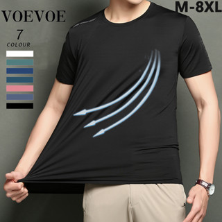 【M-8XL】VOEVOE เสื้อยืดแขนสั้น แบบแห้งเร็ว ยืดหยุ่น พลัสไซซ์ สําหรับผู้ชาย