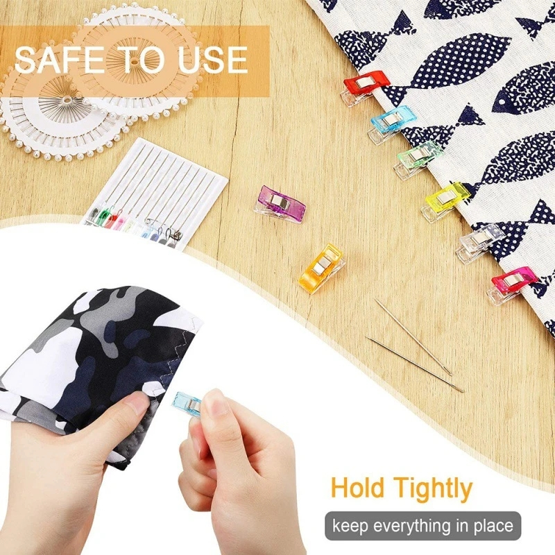 10 ชิ้นคลิปเสื้อผ้าอเนกประสงค์คลิปเย็บผ้าที่มีสีสันเสื้อผ้า Pin ตําแหน่ง Patchwork ถักความปลอดภัย Clamps เย็บเครื่องมือ - รูปที่ 3