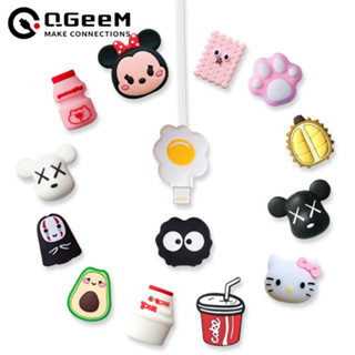 Qgeem ตัวถนอมสายชาร์จ USB ลายการ์ตูนสัตว์น่ารัก