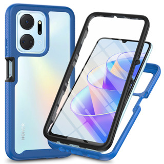 เคสกันกระแทก สําหรับ Honor X7A เคส PC + TPU + PET ฟิล์มกันรอยหน้าจอ 360° ฝาครอบป้องกัน แบบเต็มรูปแบบ สองชั้น โครงสร้าง Funda Case Capa Capinha