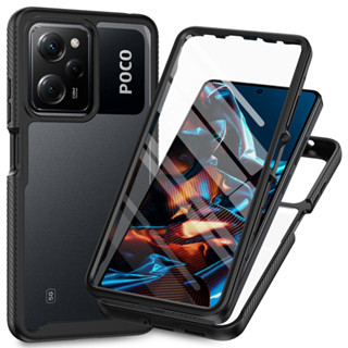 เคสกันกระแทก สําหรับ Xiaomi POCO X5 Pro 5G เคส PC + TPU + PET ฟิล์มกันรอยหน้าจอ 360° ฝาครอบป้องกัน แบบเต็มรูปแบบ สองชั้น โครงสร้าง Funda Case Capa Capinha