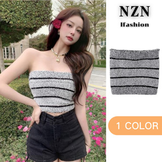 NZN พร้อมส่ง เสื้อผ้าแฟชั่นผู้หญิง เสื้อเอวลอย เกาะอกสม็อค เสื้อเซ็กซี่