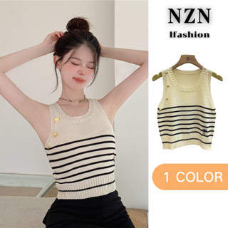 NZN เสื้อครอปท็อป คอกลม ลายสก๊อต แฟชั่นสไตล์เกาหลี สําหรับผู้หญิง