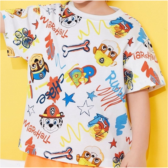Paw Patrol เด็กเสื้อยืดการ์ตูนเด็ก ใหม่การ์ตูนชายแขนสั้นฤดูร้อนสไตล์ครึ่งแขน