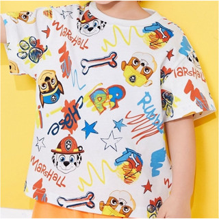 Paw Patrol เด็กเสื้อยืดการ์ตูนเด็ก  ใหม่การ์ตูนชายแขนสั้นฤดูร้อนสไตล์ครึ่งแขน