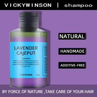 Vickywinson Lavender White Melaleuca Shampoo แชมพู สารต้านอนุมูลอิสระ 100 มล. ส่งเสริมการเจริญเติบโตของเส้นผม เพิ่มความนุ่มและยืดหยุ่นของเส้นผม