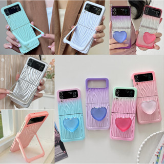 เคสโทรศัพท์มือถือแบบแข็ง พับได้ กันกระแทก พร้อมขาตั้ง ไล่โทนสี สําหรับ Samsung Galaxy Z Flip 3 Z Flip 4